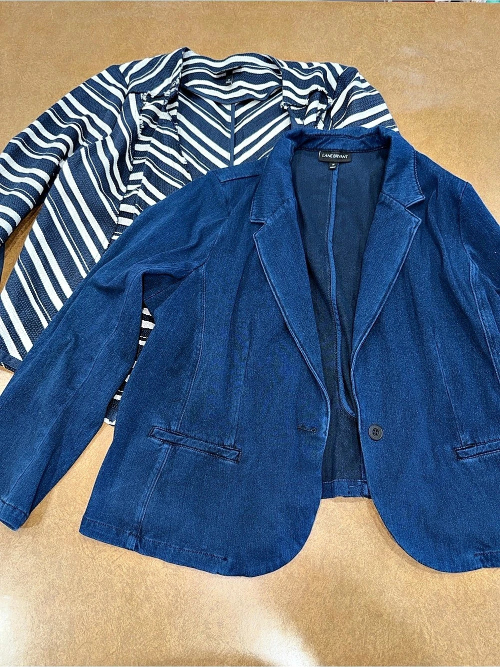 Lane Bryant Blue Denim Blazer/ Open Cardigan • Lot of 2 •Size 28